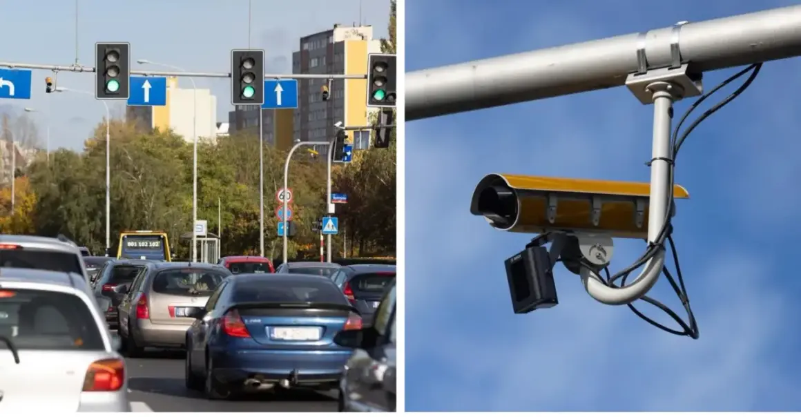 Kamera rejestrująca przejazd na czerwonym świetle i korek uliczny. Zastanawiasz się, po jakim czasie przychodzi mandat za przejazd na czerwonym świetle?